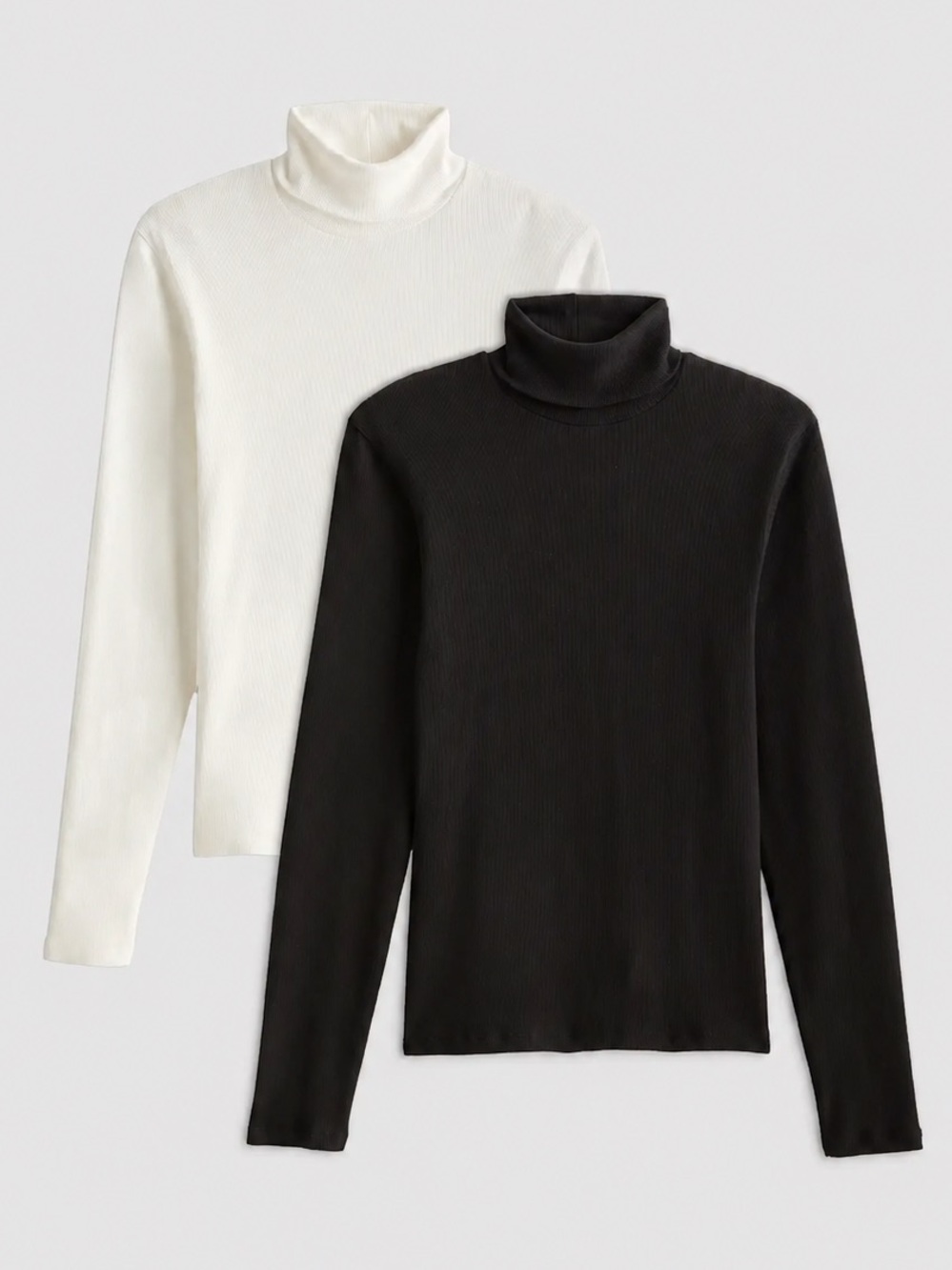 Quince NWT NWOT Set of 2 Organic Cotton Micro-Rib Turtleneck Black White Small
